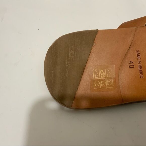 L*SPACE by Cocobelle Shore Break Tan Leather Strappy Sandals Slides 40 - Picture 5 of 7